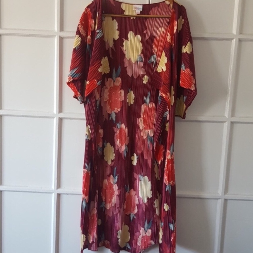 LuLaRoe Shirley Floral Open Front Cardigan Kimono Small